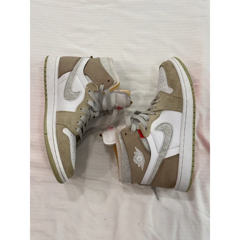 Womens Air Jordan 1 High‎ Zoom CMFT Olive Aura Size 7 White Khaki CT0979-102